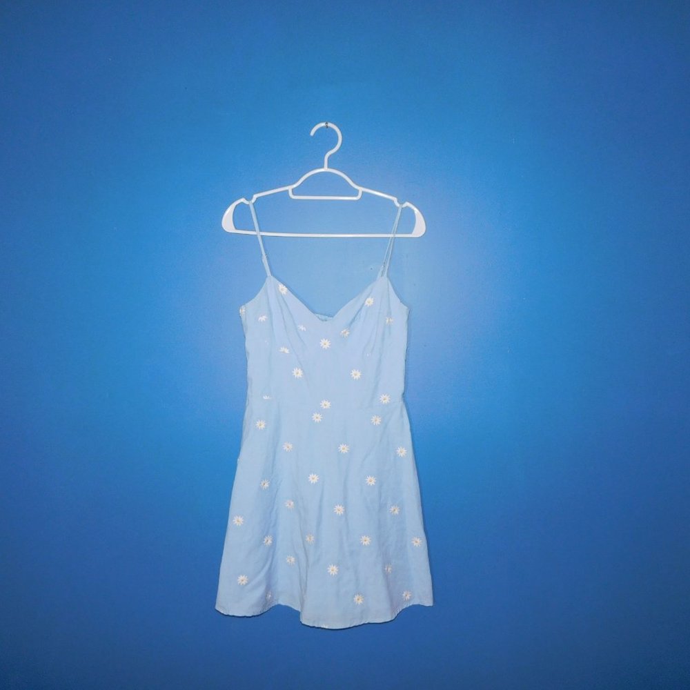 Stradivarius Daisy Print Light Blue Dress -  Size M